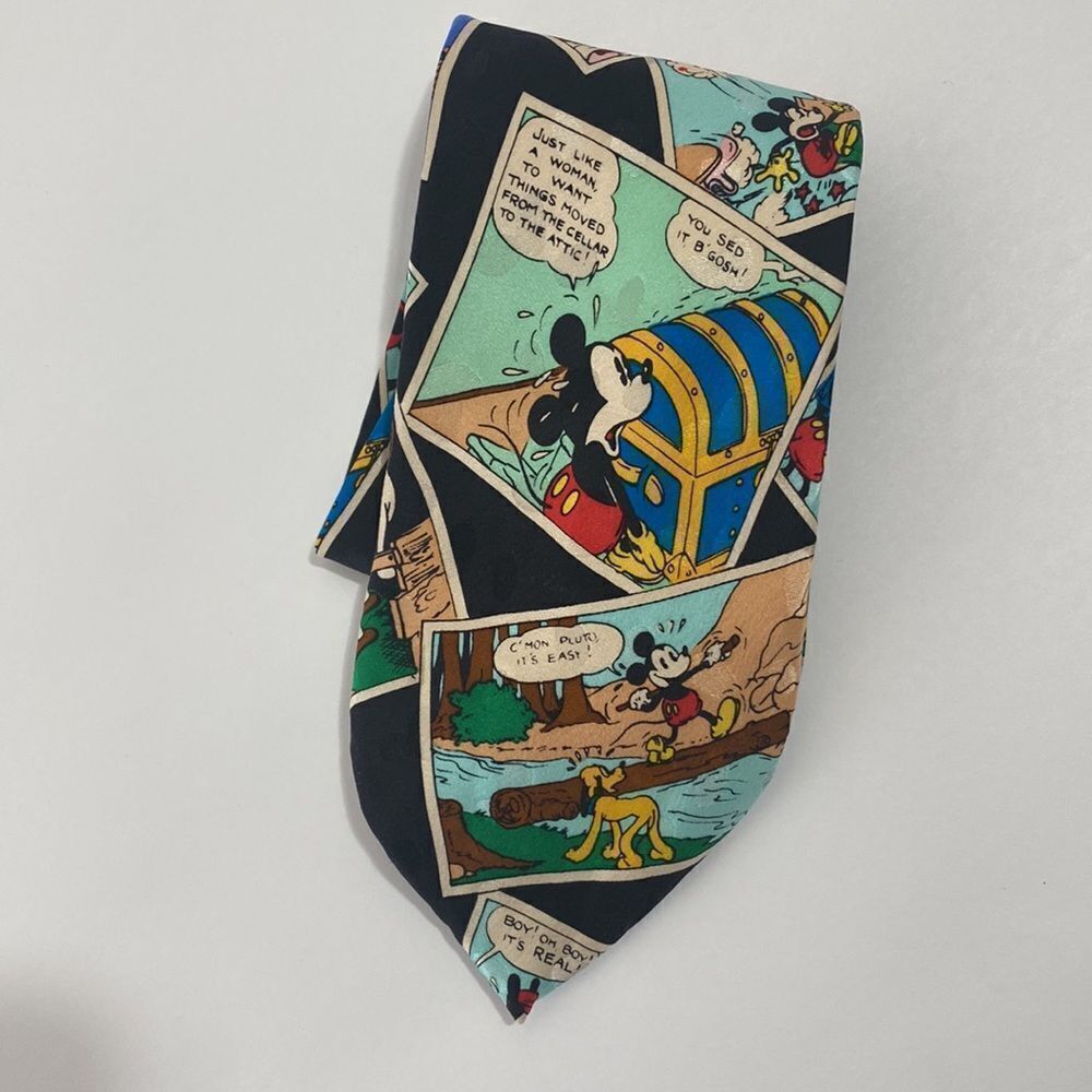 Mickey Inc Disney Donald Duck Comic Book Silk Black Multi Neck Tie